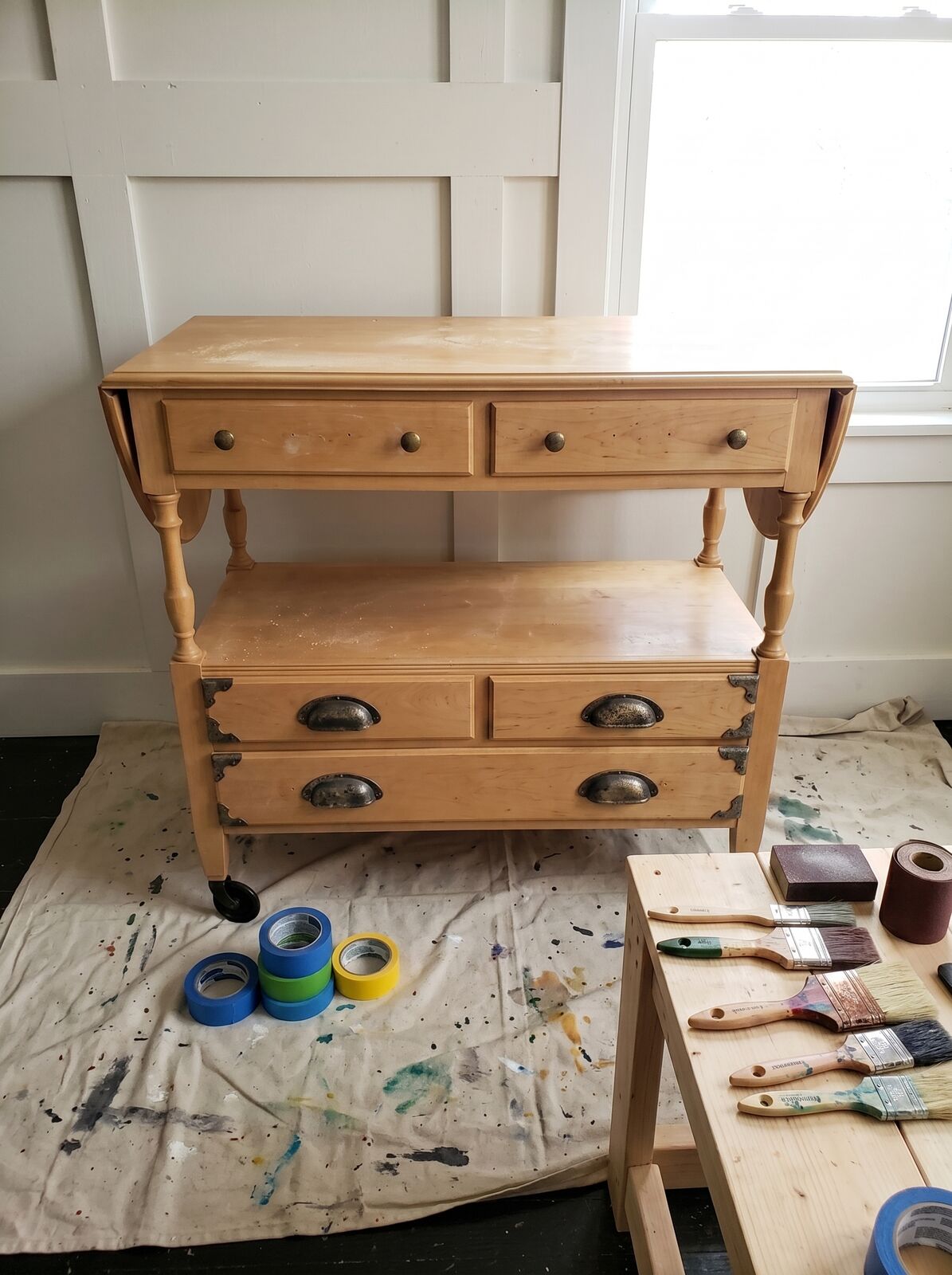 Maple Serving Bar Cart - Before