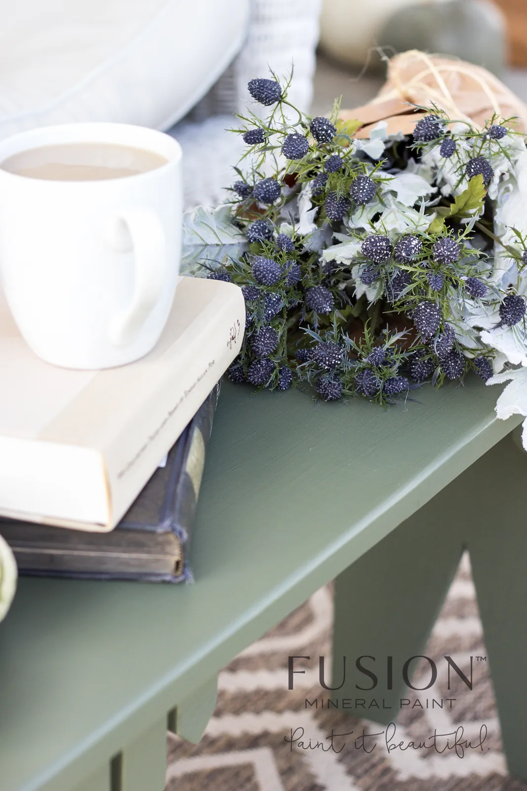 A piece of furniture painted in Fusion Mineral Paint Bayberry