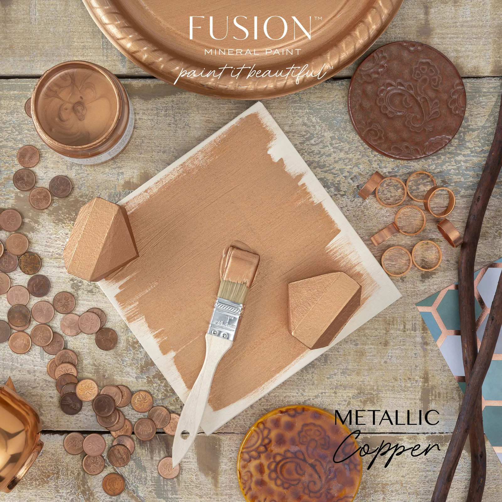 A piece of furniture painted in Fusion Mineral Paint Copper