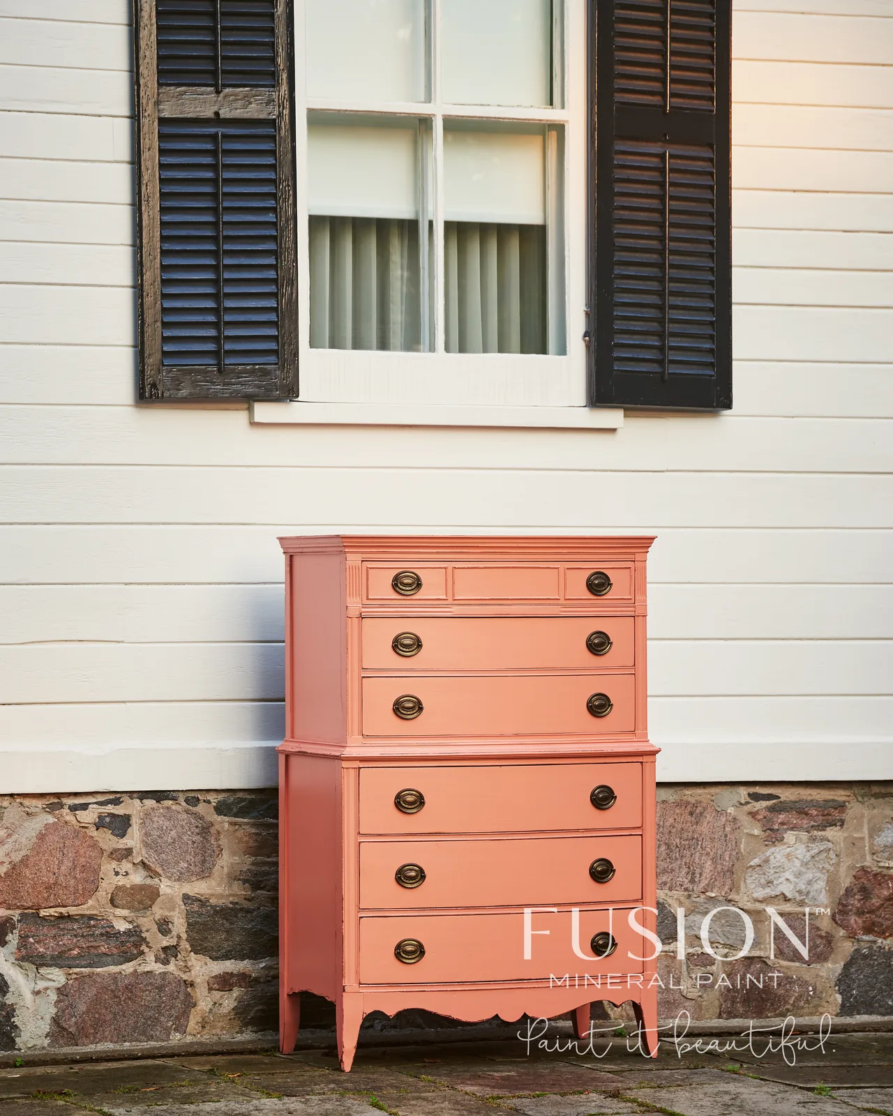 A piece of furniture painted in Fusion Mineral Paint Coral