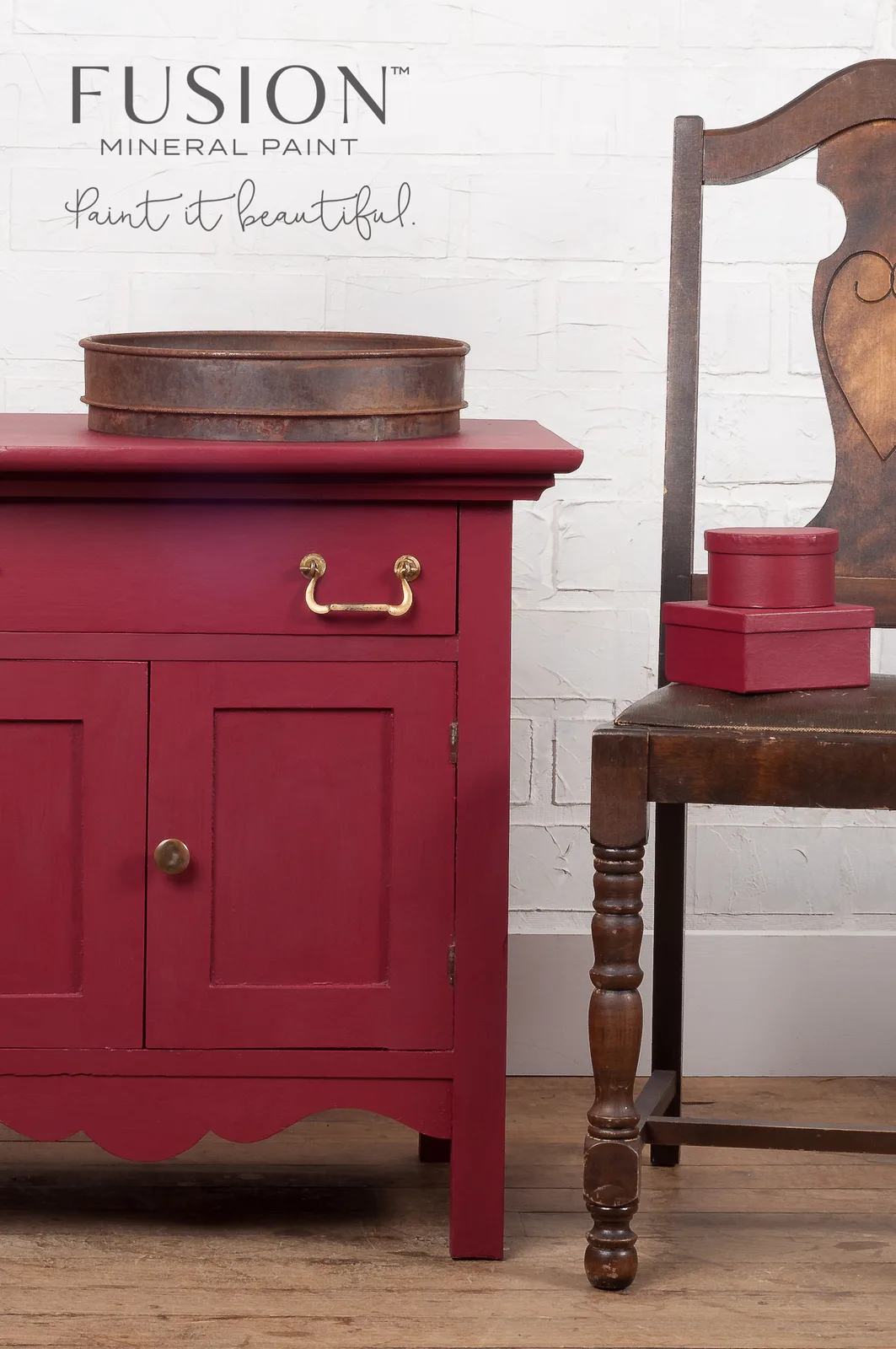 A piece of furniture painted in Fusion Mineral Paint Cranberry