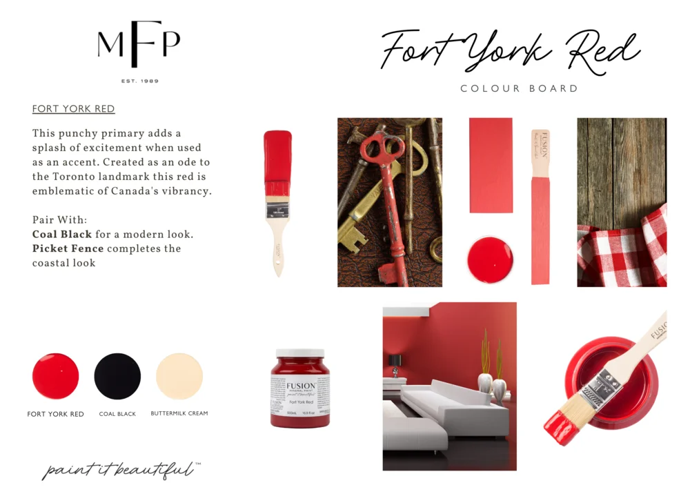 Fusion Mineral Paint jar in Fort York Red