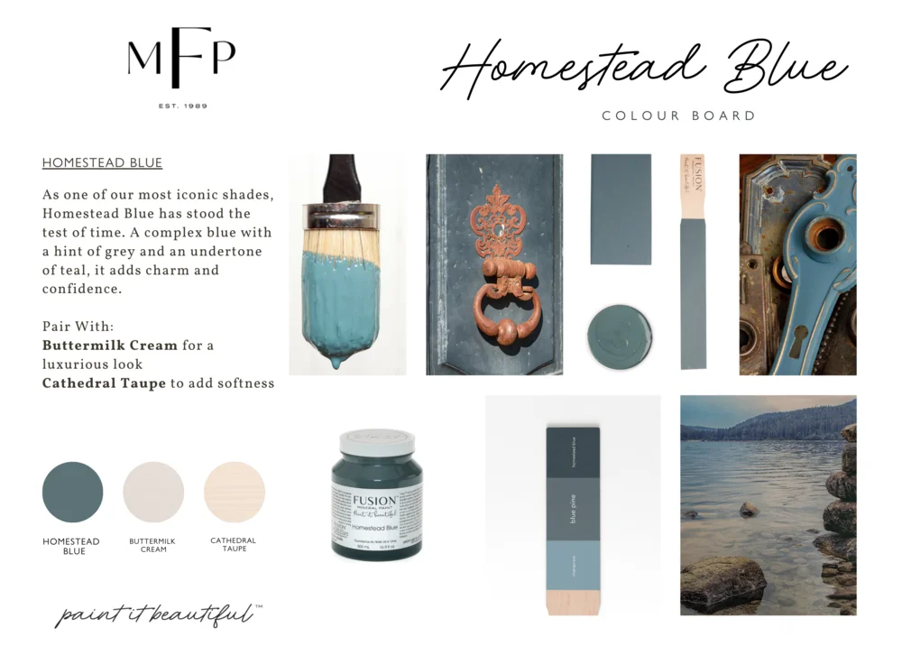 Fusion Mineral Paint jar in Homestead Blue