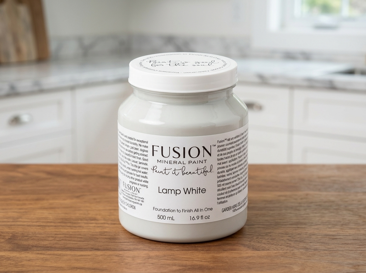 Fusion Mineral Paint jar in color Lamp White
