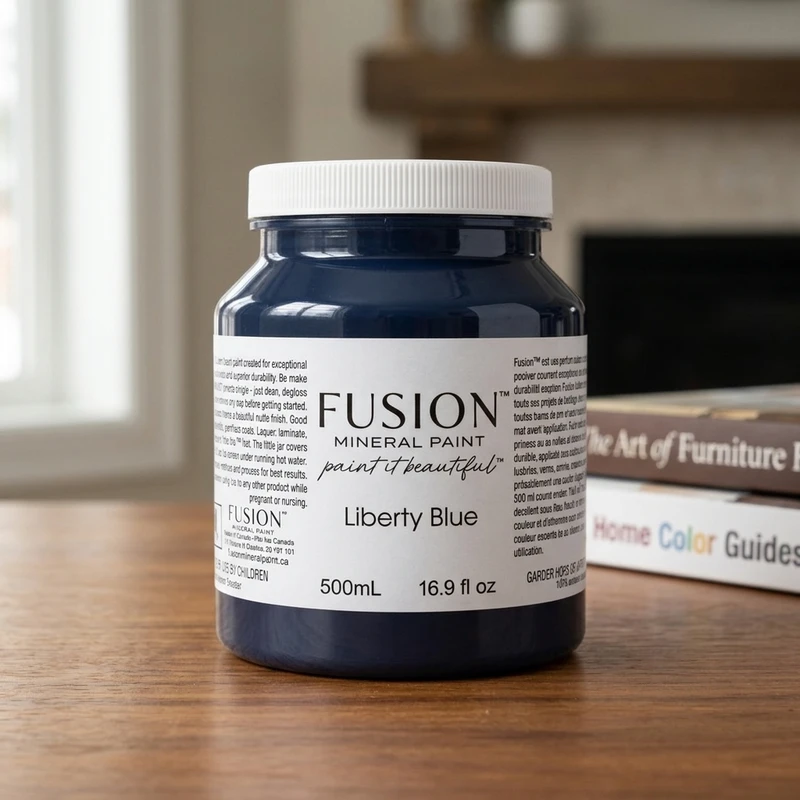 Fusion Mineral Paint jar in color Liberty Blue