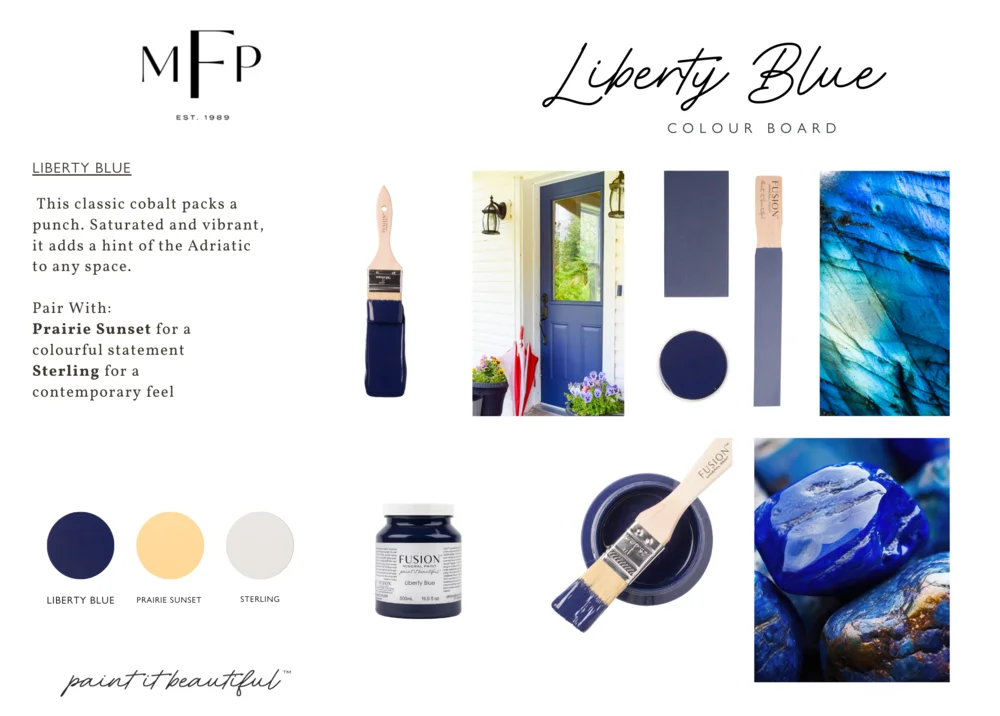 Fusion Mineral Paint jar in Liberty Blue