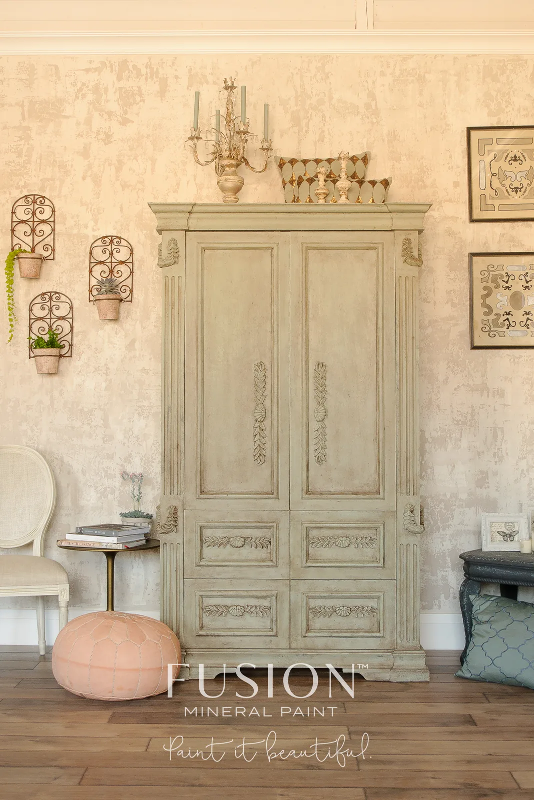 A piece of furniture painted in Fusion Mineral Paint Lichen