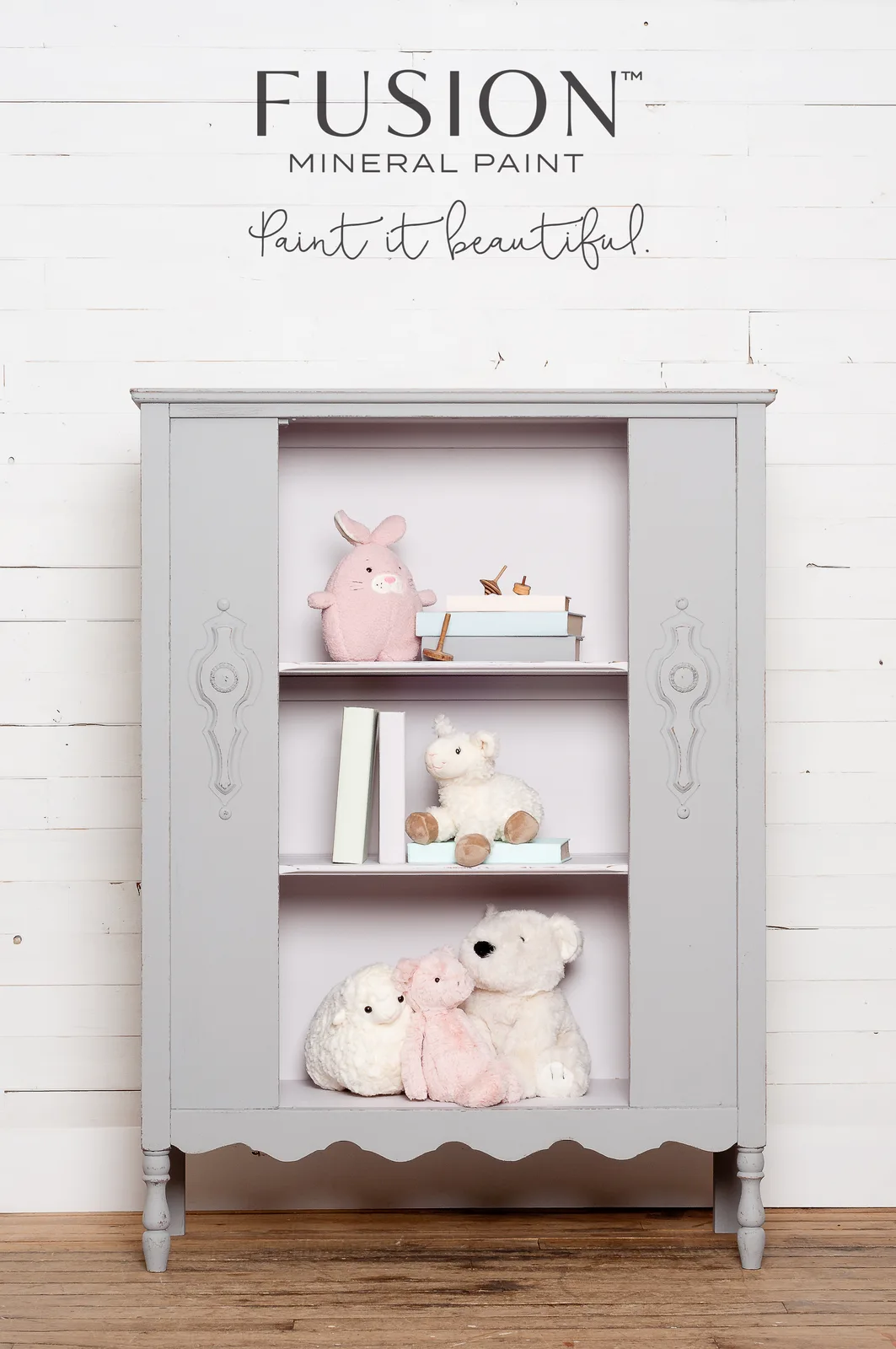 A piece of furniture painted in Fusion Mineral Paint Little Lamb