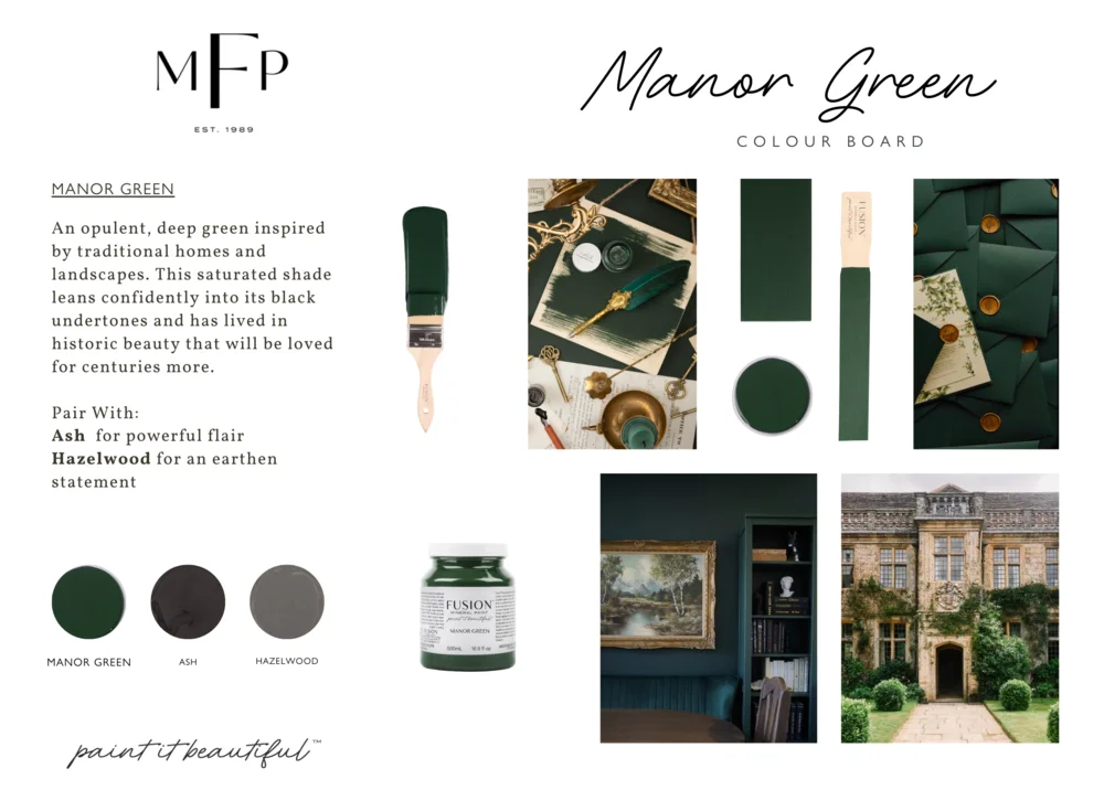 Fusion Mineral Paint jar in Manor Green