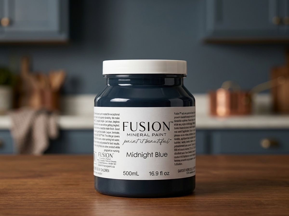 Fusion Mineral Paint jar in color Midnight Blue