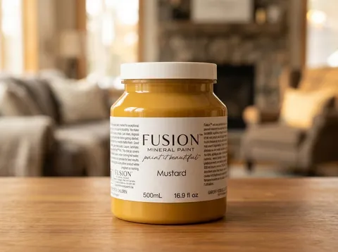 Fusion Mineral Paint jar in color Mustard