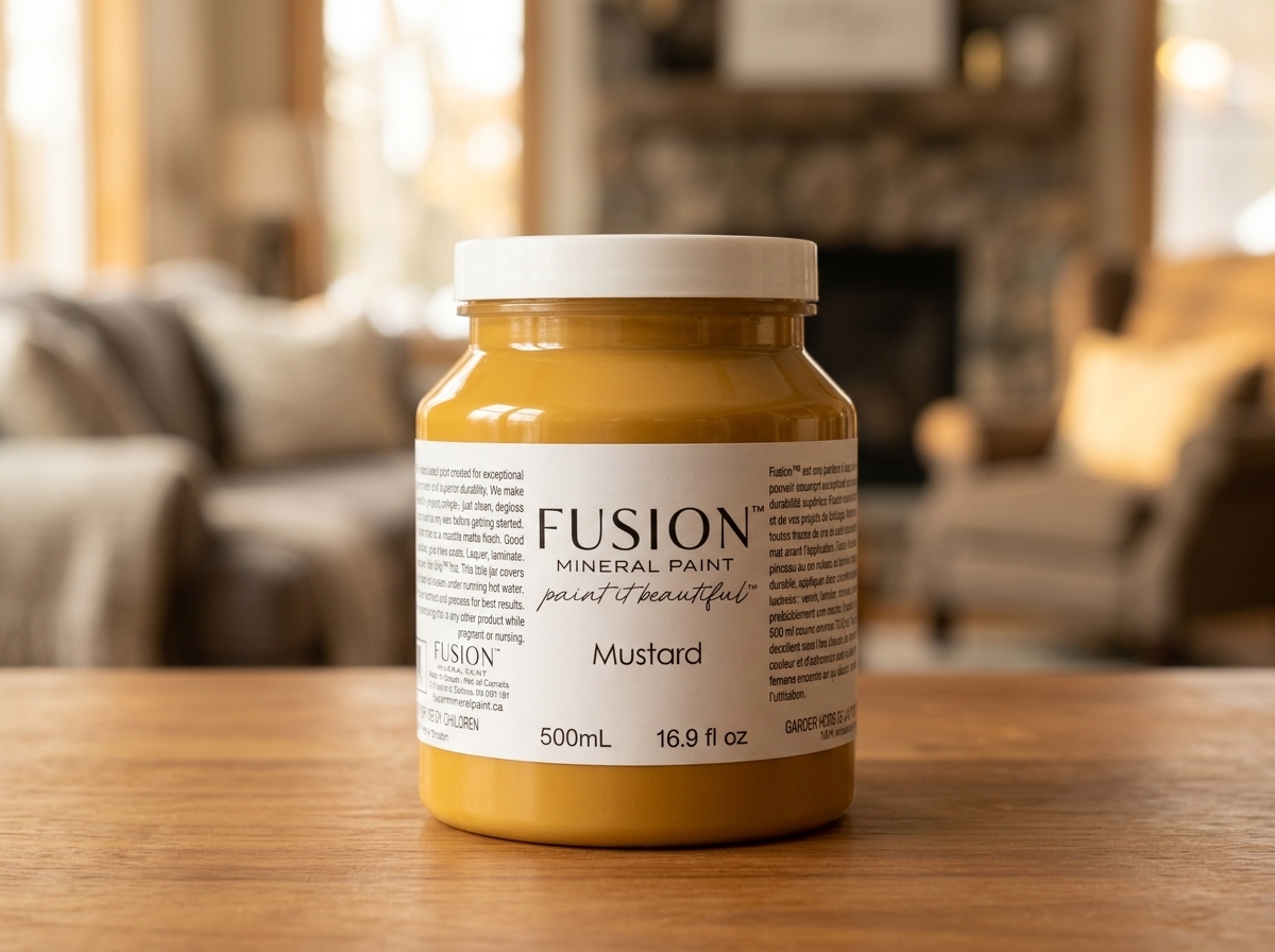 Fusion Mineral Paint jar in color Mustard