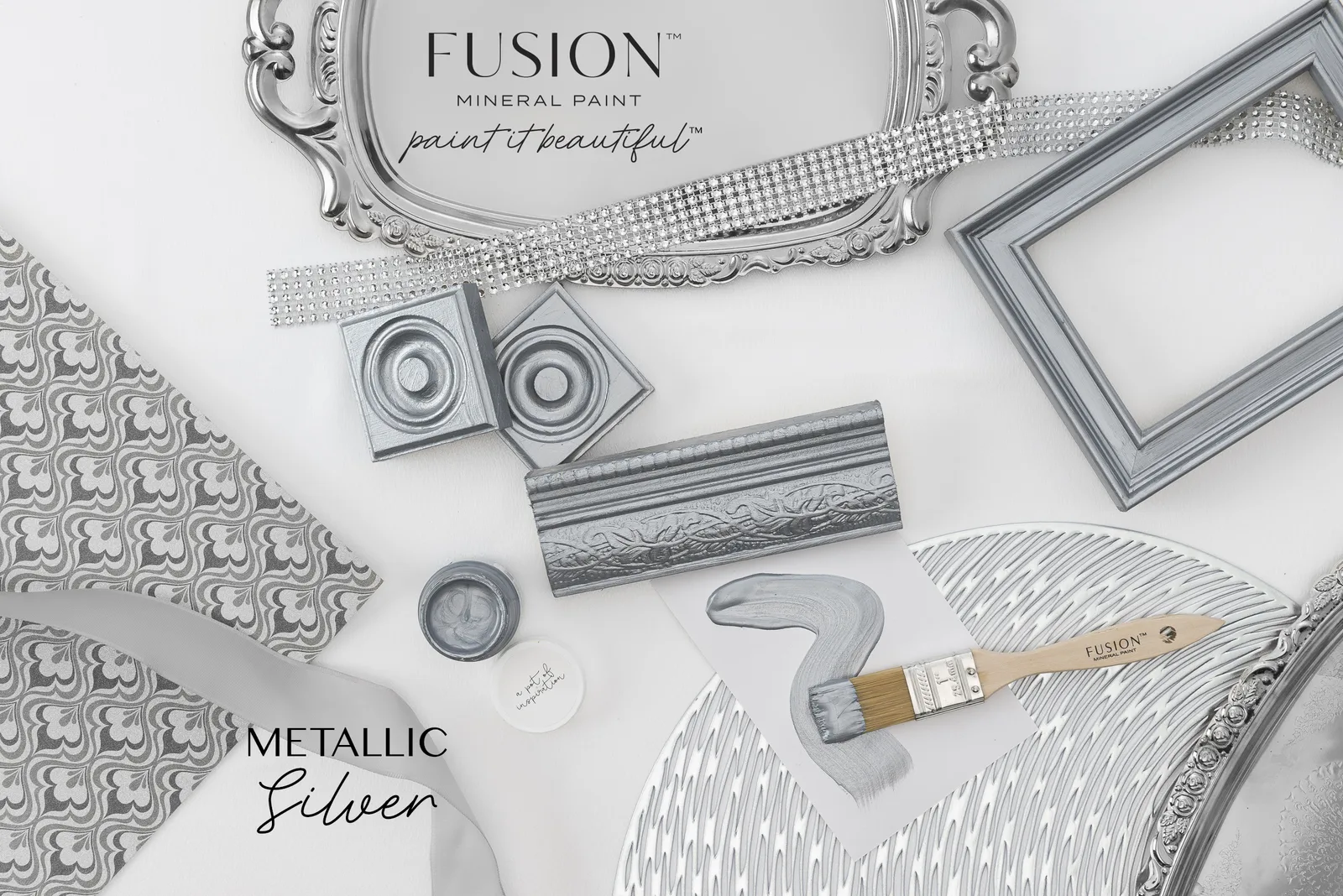 A piece of furniture painted in Fusion Mineral Paint Silver