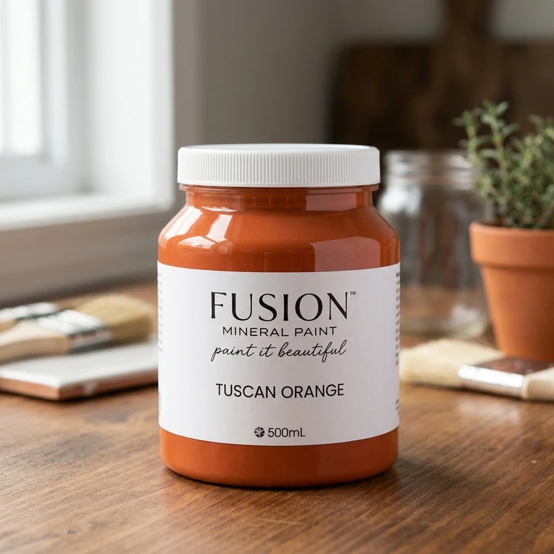 Fusion Mineral Paint jar in color Tuscan Orange